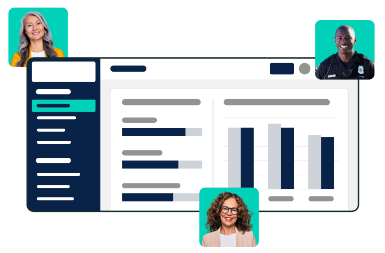 Graphic of a dashboard with three users.